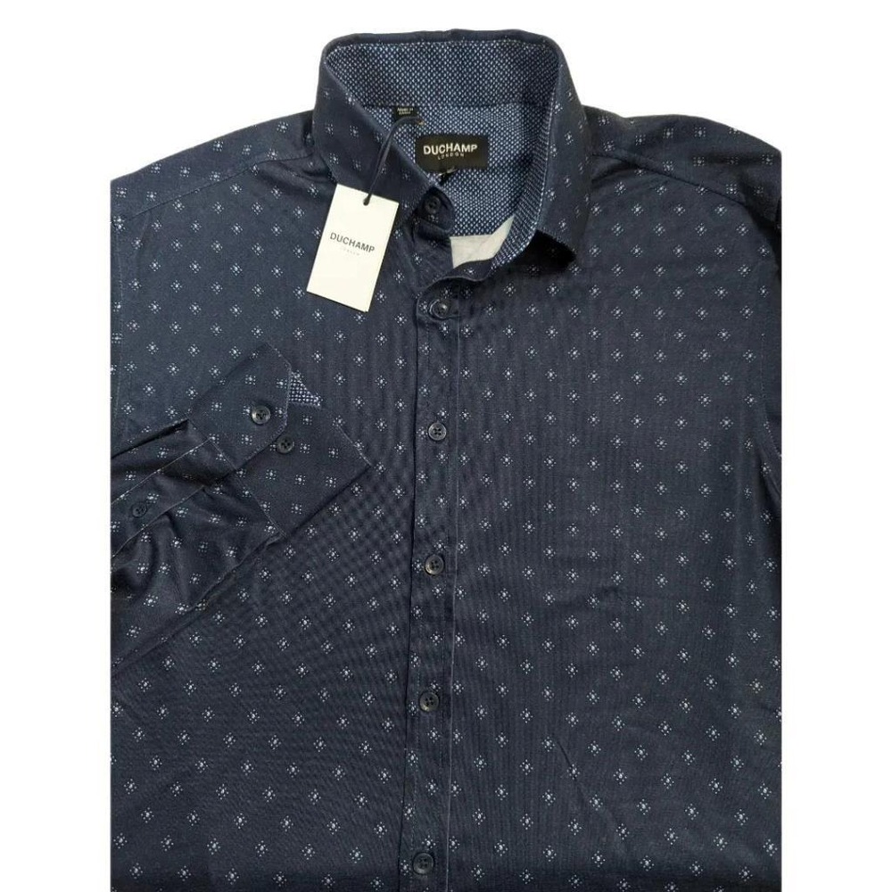 Duchamp London Mens Diamond Print Button Down Shirt Sz S NWT